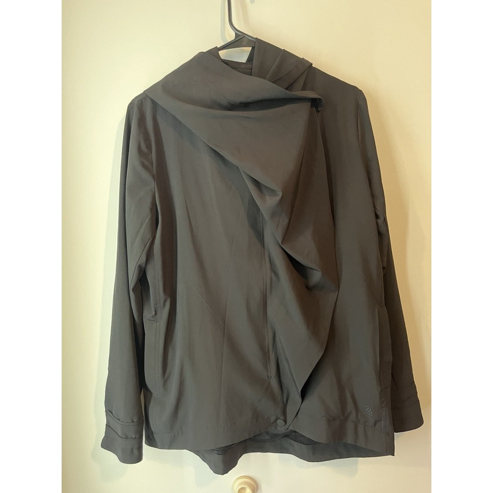 Mpg Athletic Wrap Windbreaker Full Zip Snap Black Size Medium Hooded